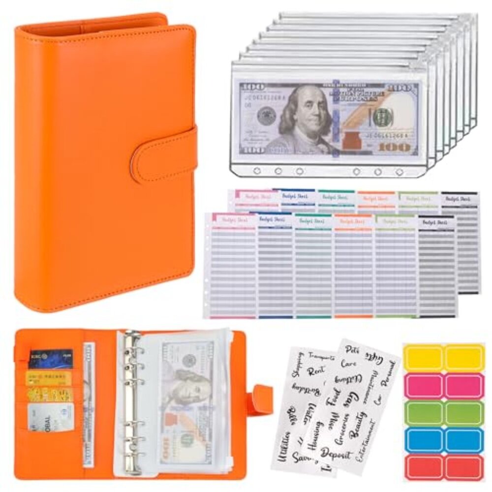 Budget Binder Cash Envelopes A6 Money Saving Binder with Zipper envelopes‎